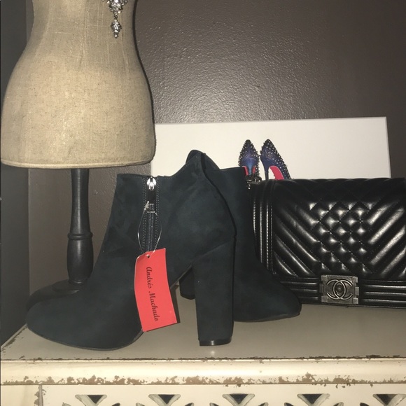 NWT Andres Machado Petrol Suede Boots Sz 10 - Picture 7 of 8